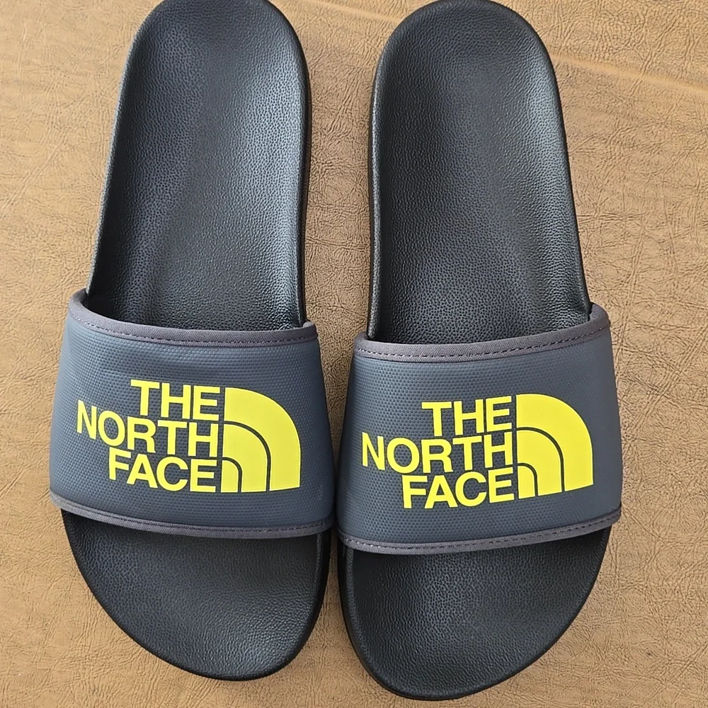 The North Face Black Slides with Yellow Logo, Men's Size 11